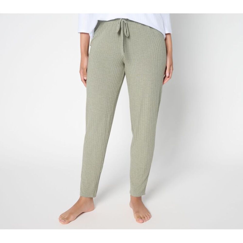 Anybody Women's Pants Sz L Radiant Rib Tapered Ankle Pant Green A703620